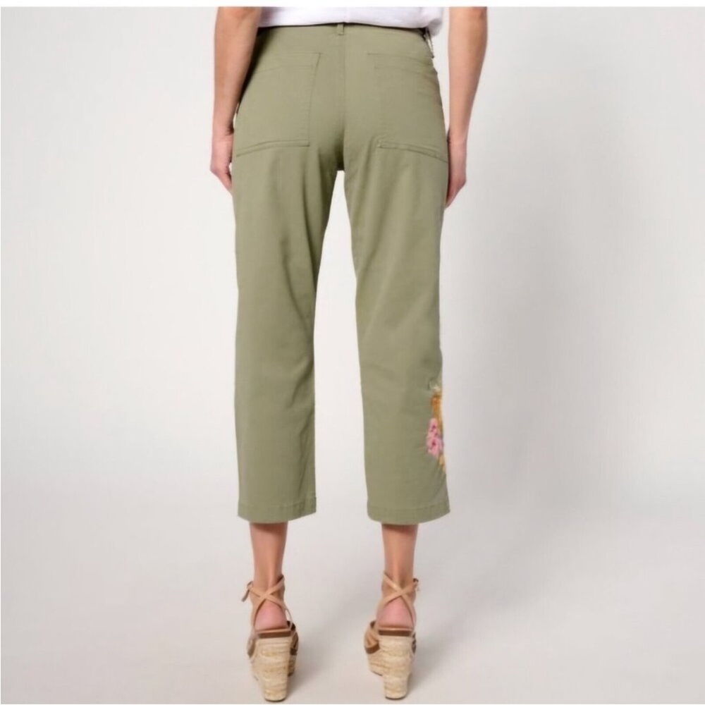 Driftwood Green Utility Boyfriend Crop Floral Embroidery Large - Picture 2 of 16